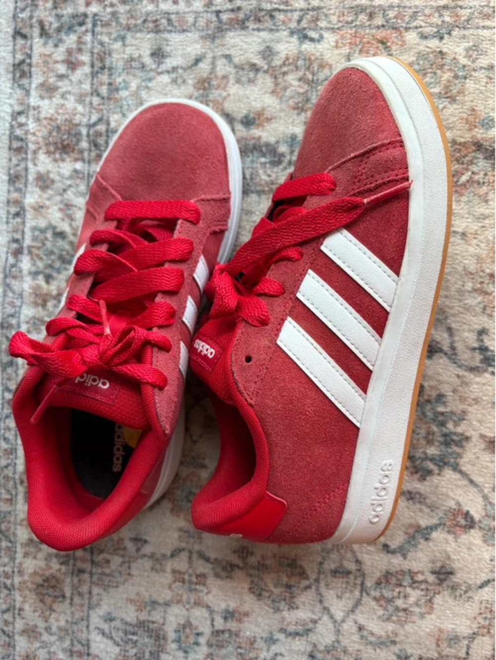 Kids Size 4 Red Suede Adidas Campus Sneakers